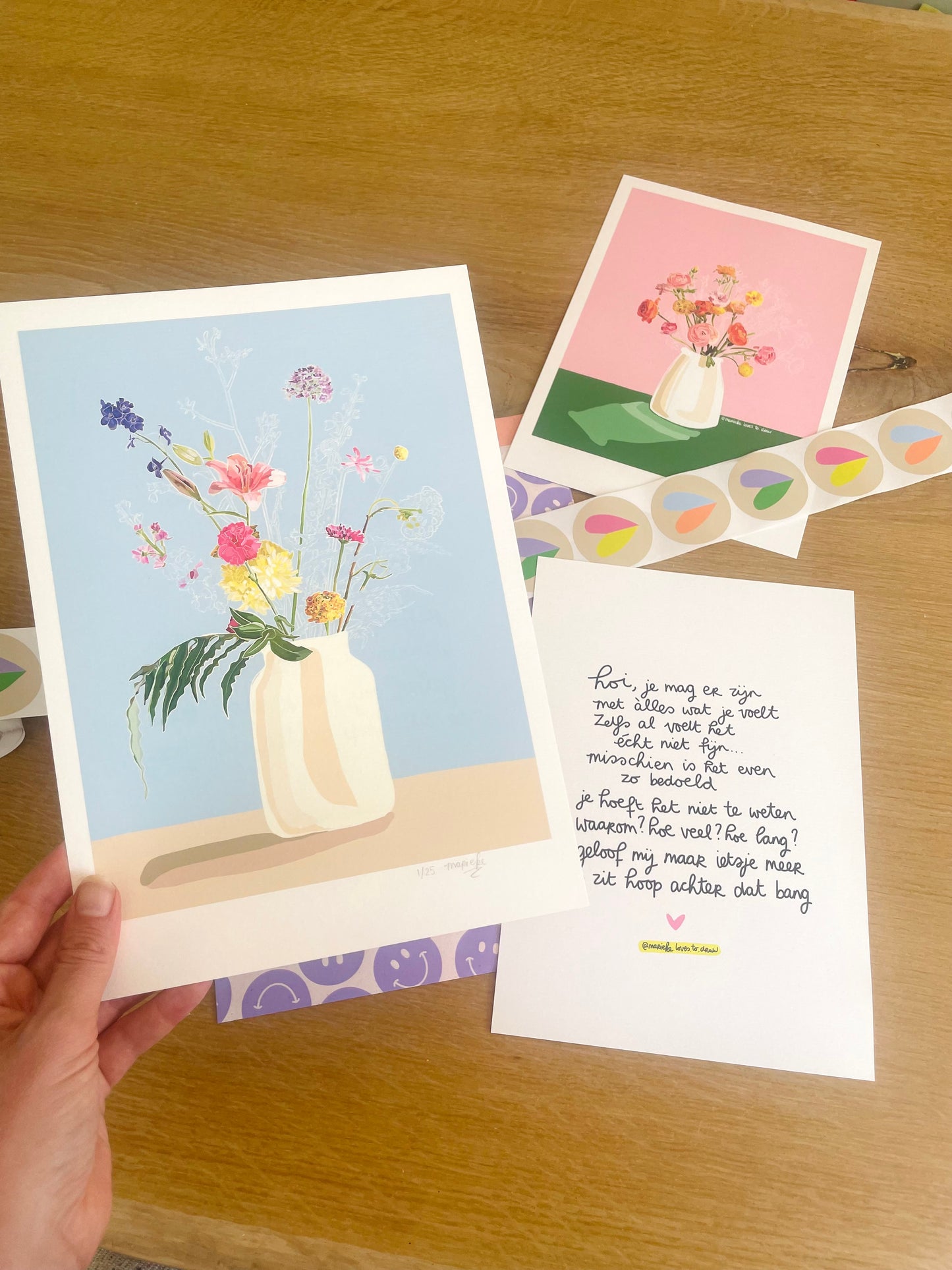 Luxe Art print ‘Blauw Boeketje' / A4