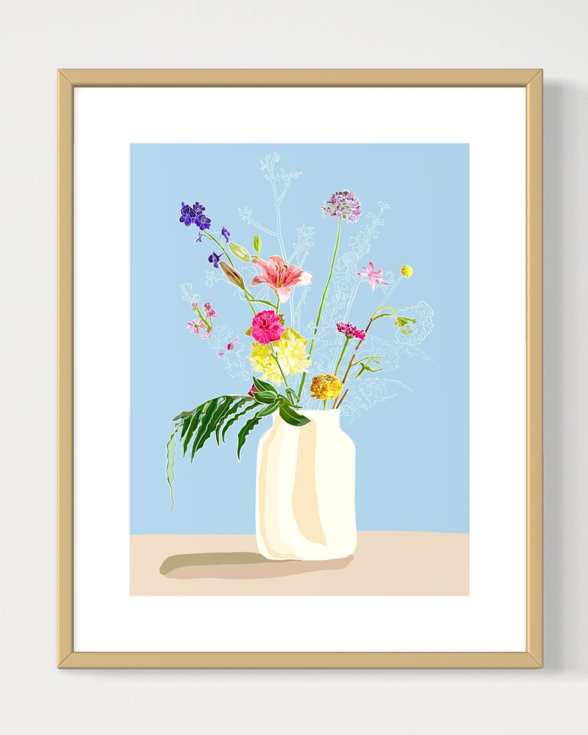 Luxe Art print ‘Blauw Boeketje' / A4