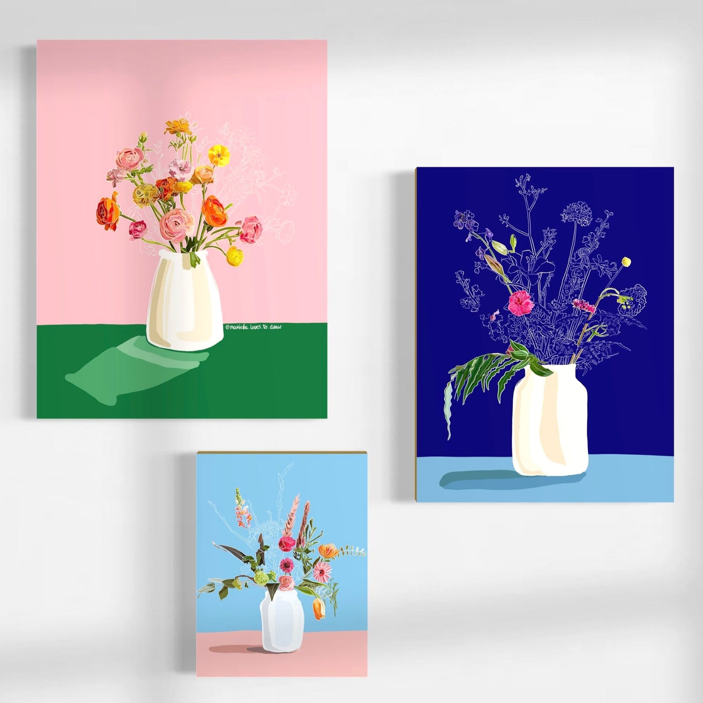 Hollands boeket | Mini print op hout