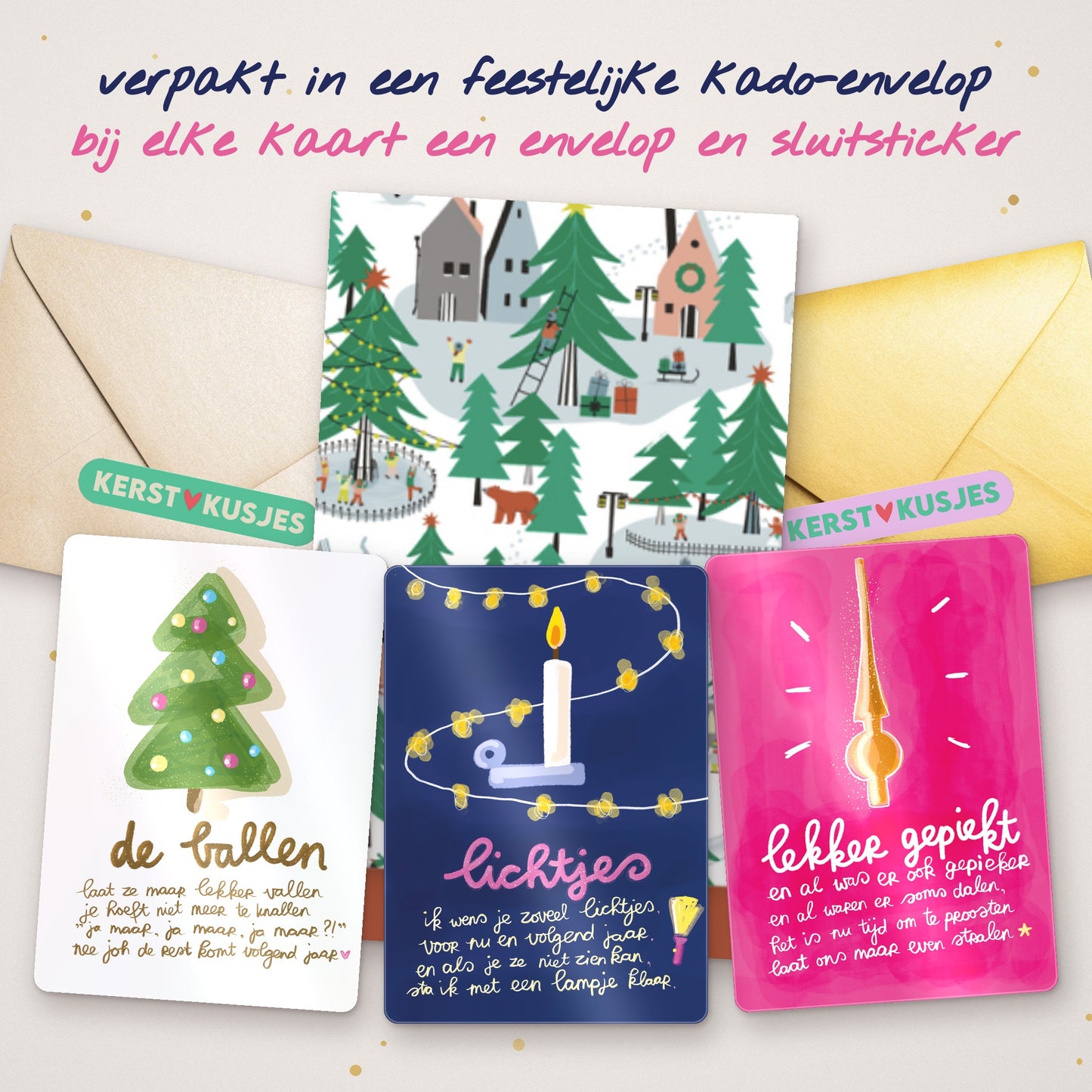 🎁 NIEUW Leukste Kerstkaarten 2027 – Mix (6 + enveloppen)
