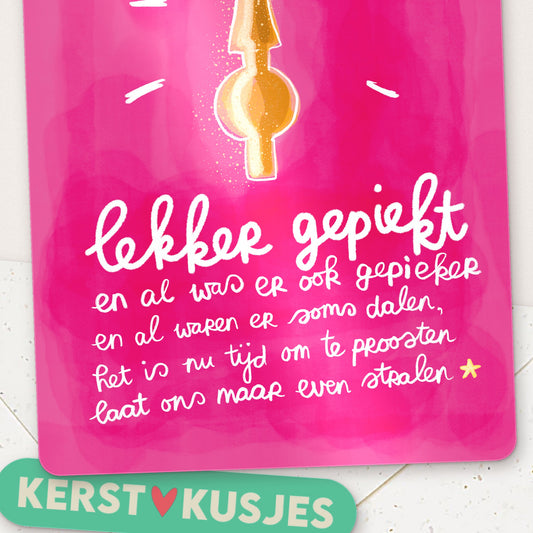 Kerstkaart Lekker Gepiekt – detail