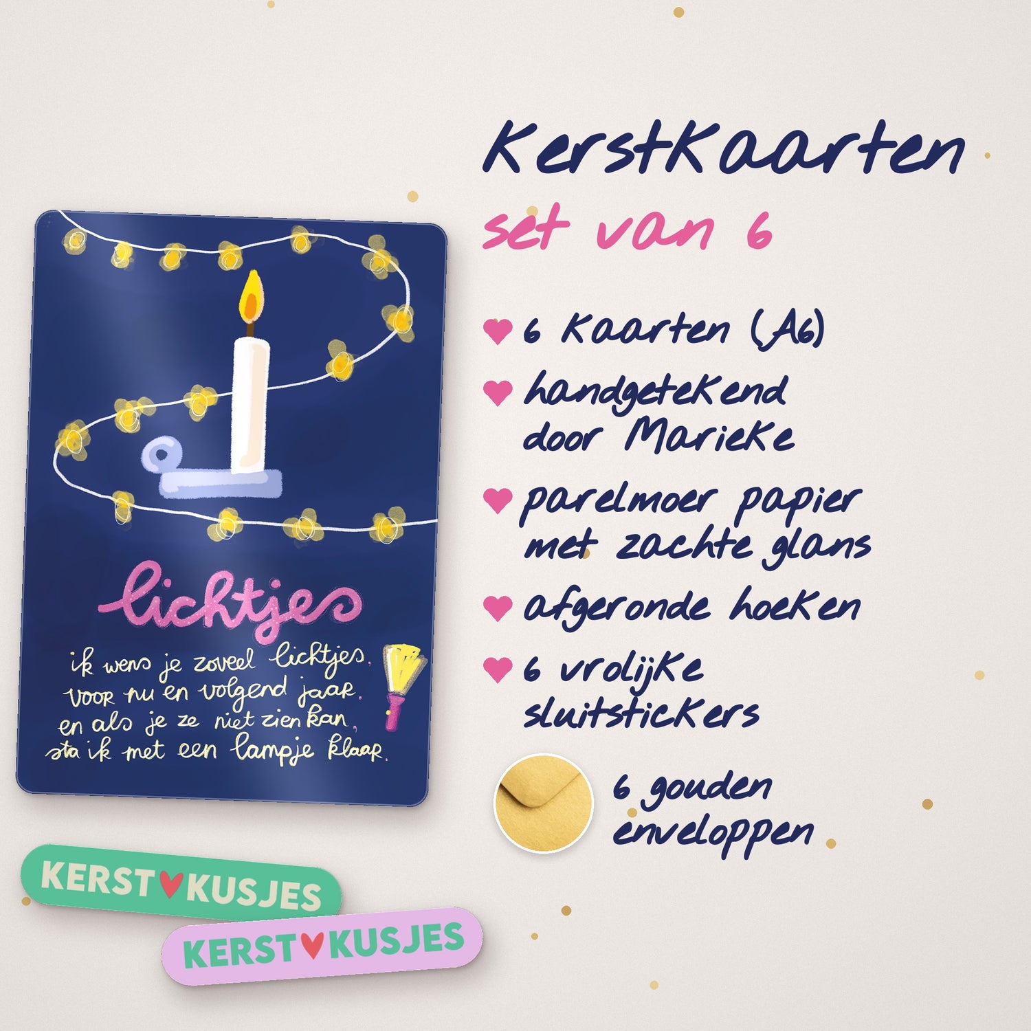 Kerstkaarten set van 6 – wat je krijgt