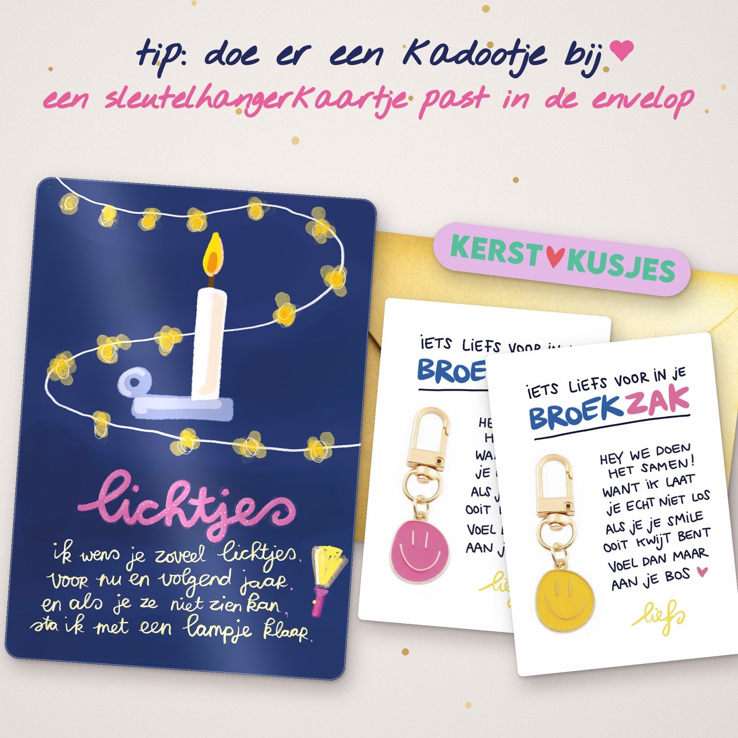 Tip: doe er een sleutelhangerkaartje bij