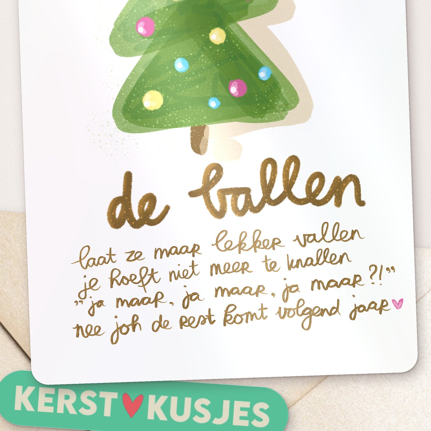 🎄 Liefste Kerstkaarten 'De Ballen' (6 + enveloppen)