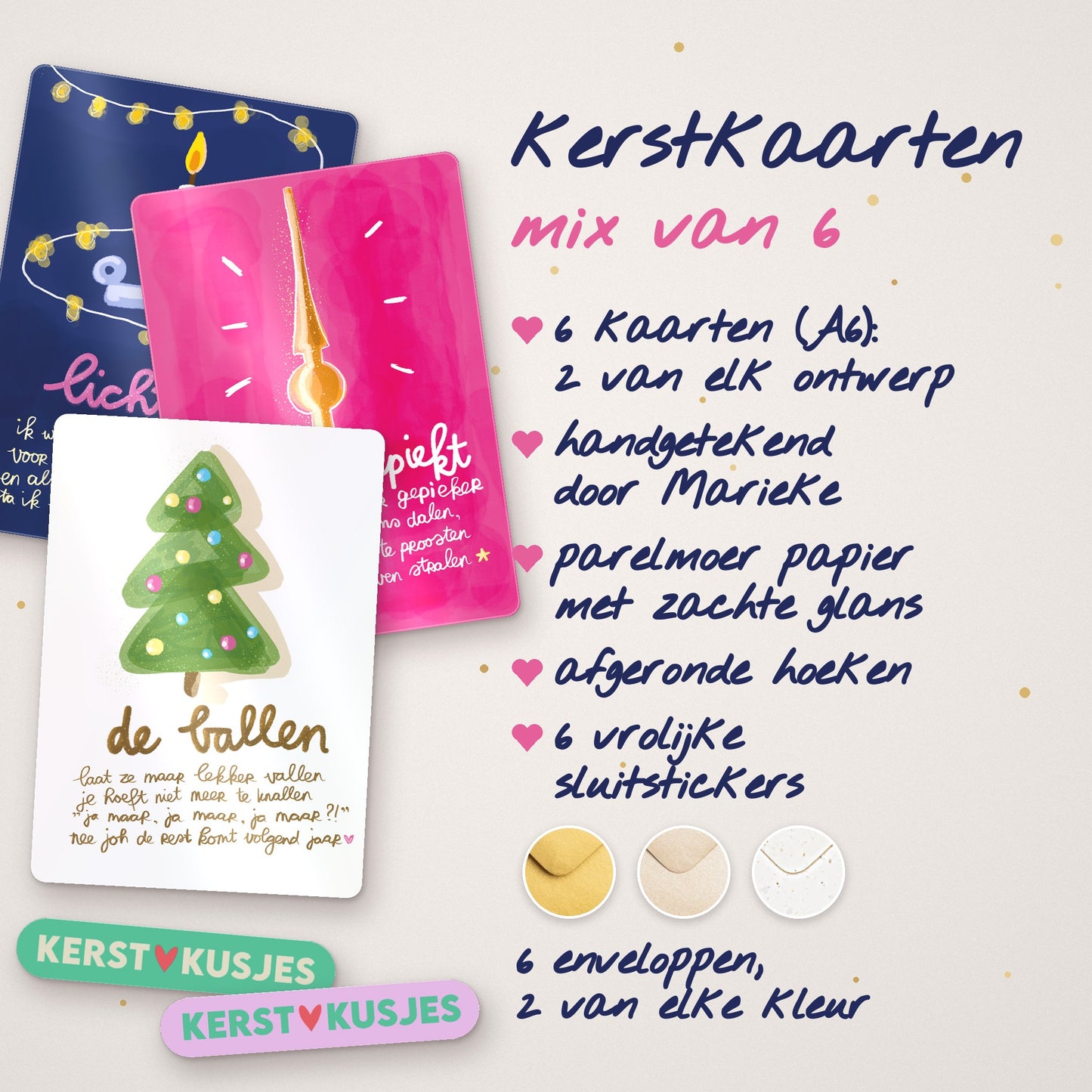 🎁 NIEUW Leukste Kerstkaarten 2027 – Mix (6 + enveloppen)