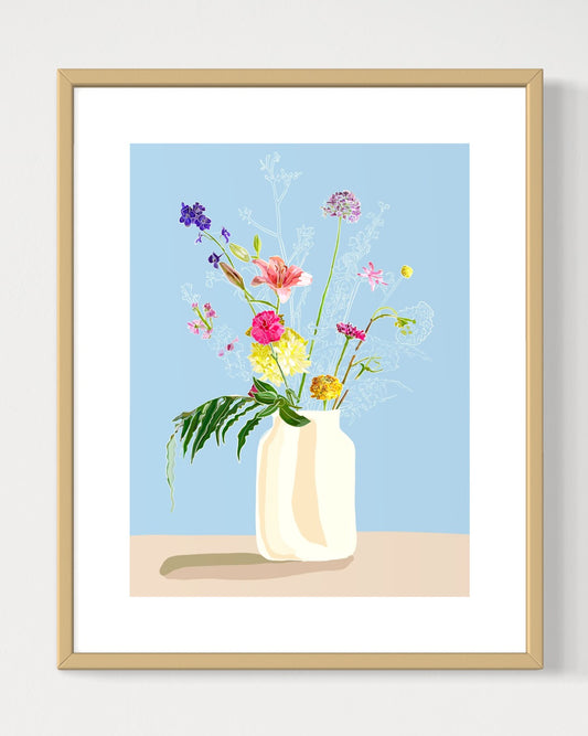 Luxe Art print ‘Blauw Boeketje' / A4