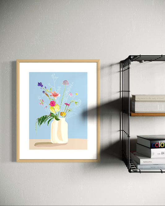 Luxe Art print ‘Blauw Boeketje' / A4