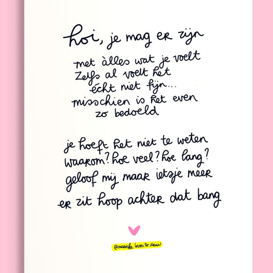 Dubbele Art print ‘je mag er zijn’ / A4