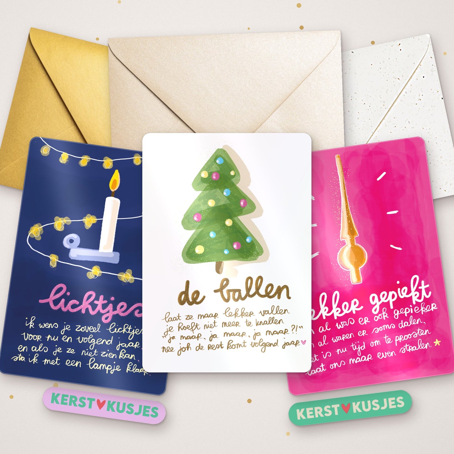 🎁 NIEUW Leukste Kerstkaarten 2027 – Mix (6 + enveloppen)